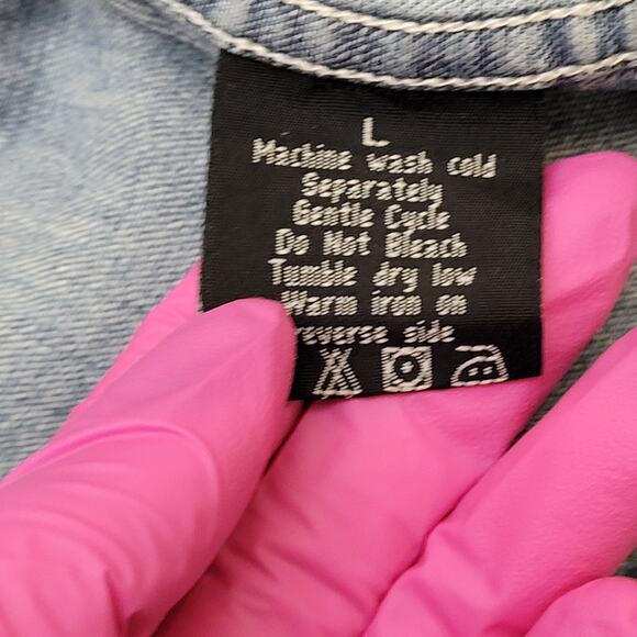 Vintage 1995 Bugs-Bunny Denim Shirt L/XL 23x30 Looney-Tunes - Picture 13 of 16